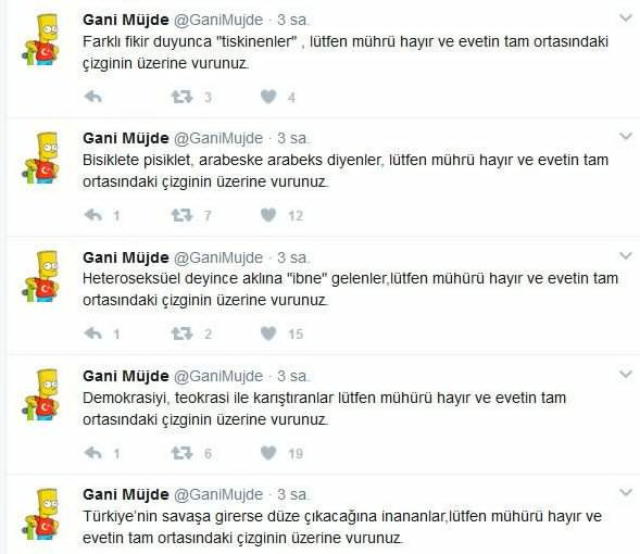 Gani Müjde'den dikkat çeken referandum paylaşımı: Sizler geçersiz oy verin! - Resim: 1