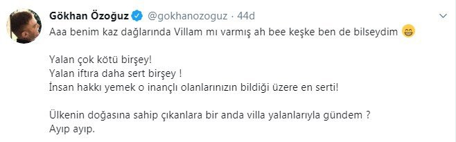 Gökhan Özoğuz Kaz Dağları’nda villası olduğu iddiasına cevap verdi! - Resim: 1