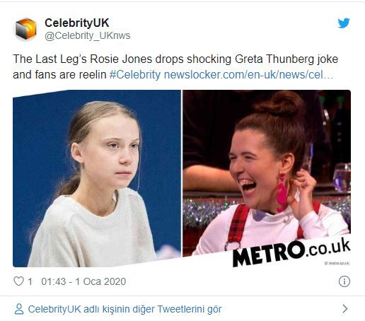İngiliz kanalında Greta Thunberg'le ilgili cinsel espriye Twitter'da tepki - Resim: 1