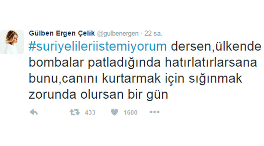 Gülben Ergen’in Suriyeliler tweeti tartışma yarattı! - Resim: 1