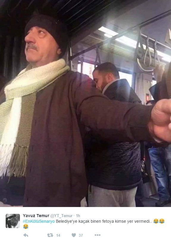 Gülen'e benzeyen adama metrobüste kimse yer vermedi - Resim: 1