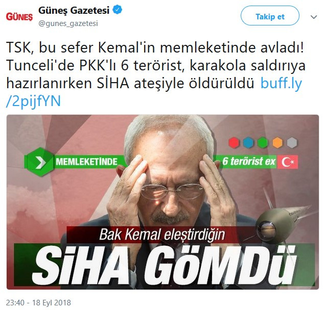 Güneş gazetesinden Tunceli ve Kılıçdaroğlu ile ilgili tepki çeken başlık - Resim: 1