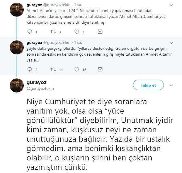 Cumhuriyet'in okur temsilcisi Güray Öz'den gazetesine Ahmet Altan tepkisi - Resim: 1