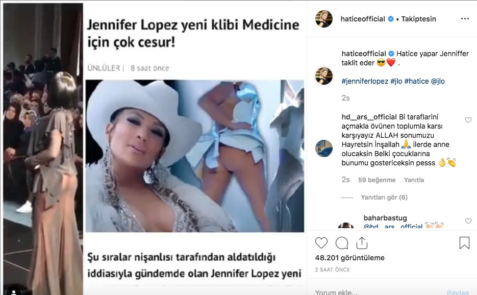 Hatice'den Jennifer Lopez'in poposu için olay yorum: Beni taklit ediyor - Resim: 1