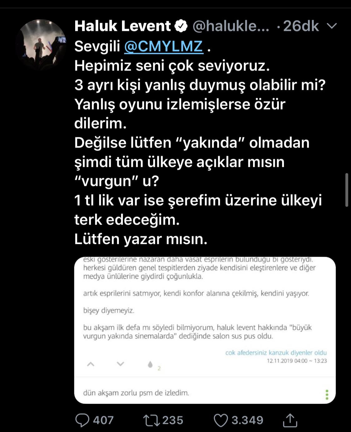 Haluk Levent'ten Cem Yılmaz'a vurgun sorusu - Resim: 1