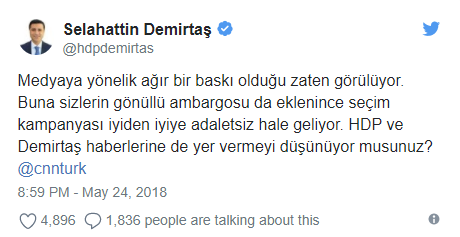 Demirtaş'tan HDP’ye yer vermeyen TRT, Habertürk ve CNN Türk'e sert sözler - Resim: 1