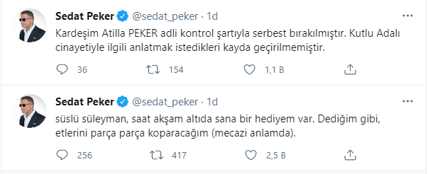 Sedat Peker'den Soylu'ya Mesaj: Saat 6'da sana hediyem Var - Resim: 1