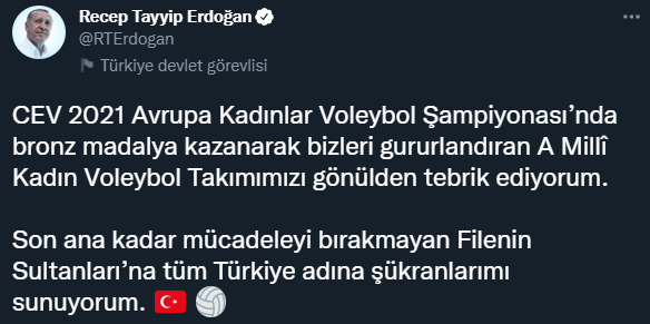 Erdoğan Filenin Sultanları'nı Tebrik Etti - Resim: 1