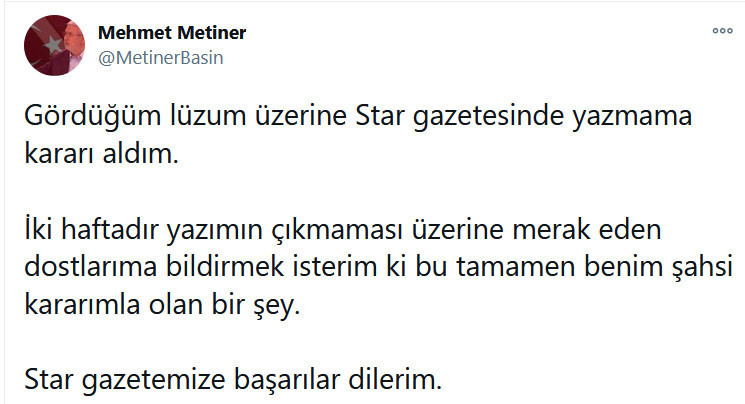 Star Gazetesinde Mehmet Metiner depremi - Resim: 1
