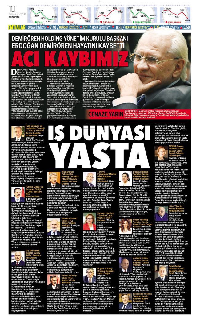 Hürriyet Erdoğan Demirören'in vefatına siyah yas logosuyla 5 sayfa ayırdı - Resim: 3