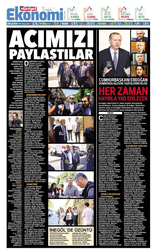 Hürriyet Erdoğan Demirören'in vefatına siyah yas logosuyla 5 sayfa ayırdı - Resim: 4