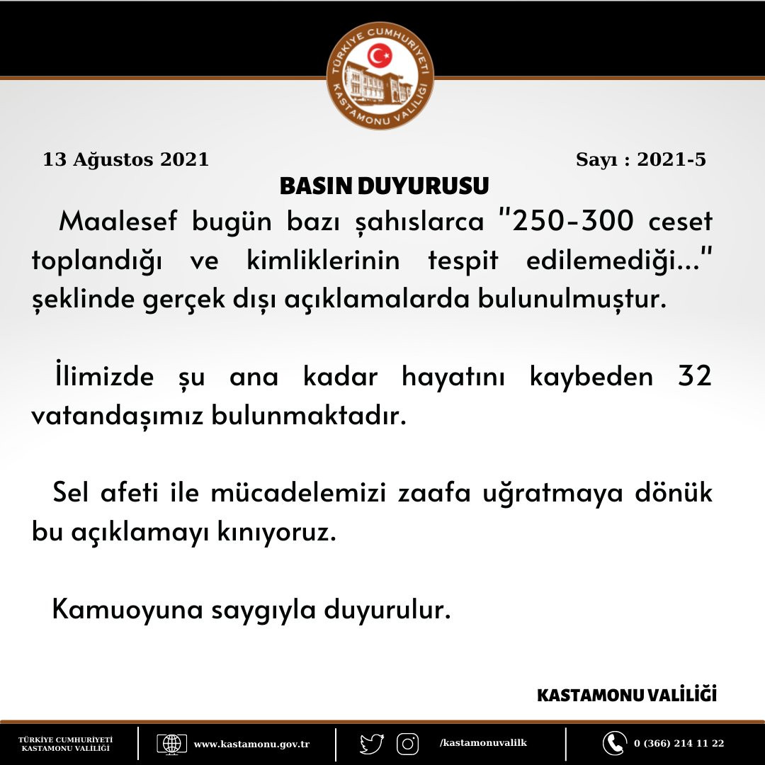 Kastamonu Valiliğinden 250-300 Ceset Toplandığı İddiasına Yanıt - Resim: 1