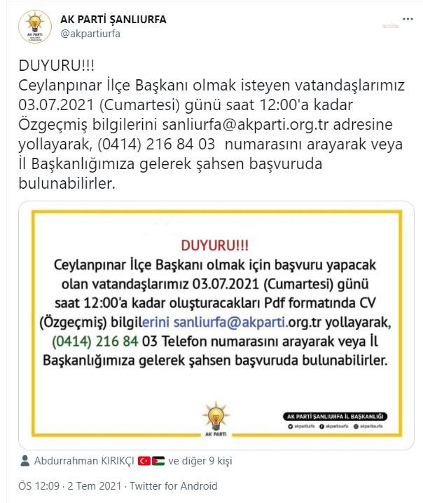 AKP Sosyal Medya İlanıyla İlçe Başkanı Arıyor - Resim: 1