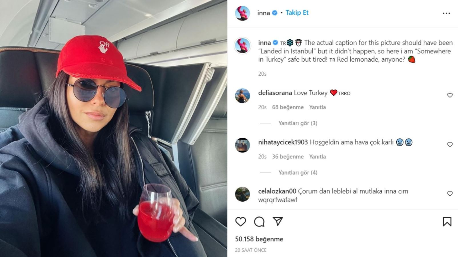 Şarkıcı İnna Çorlu'da Karda Mahsur Kaldı, Çorum Yazdı ama.. - Resim: 1