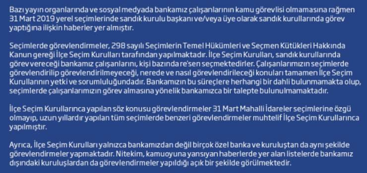 İş Bankası’ndan AKP’nin YSK temsilcisine yanıt: Sandık kurulu üyesi çalışanları YSK seçti - Resim: 2