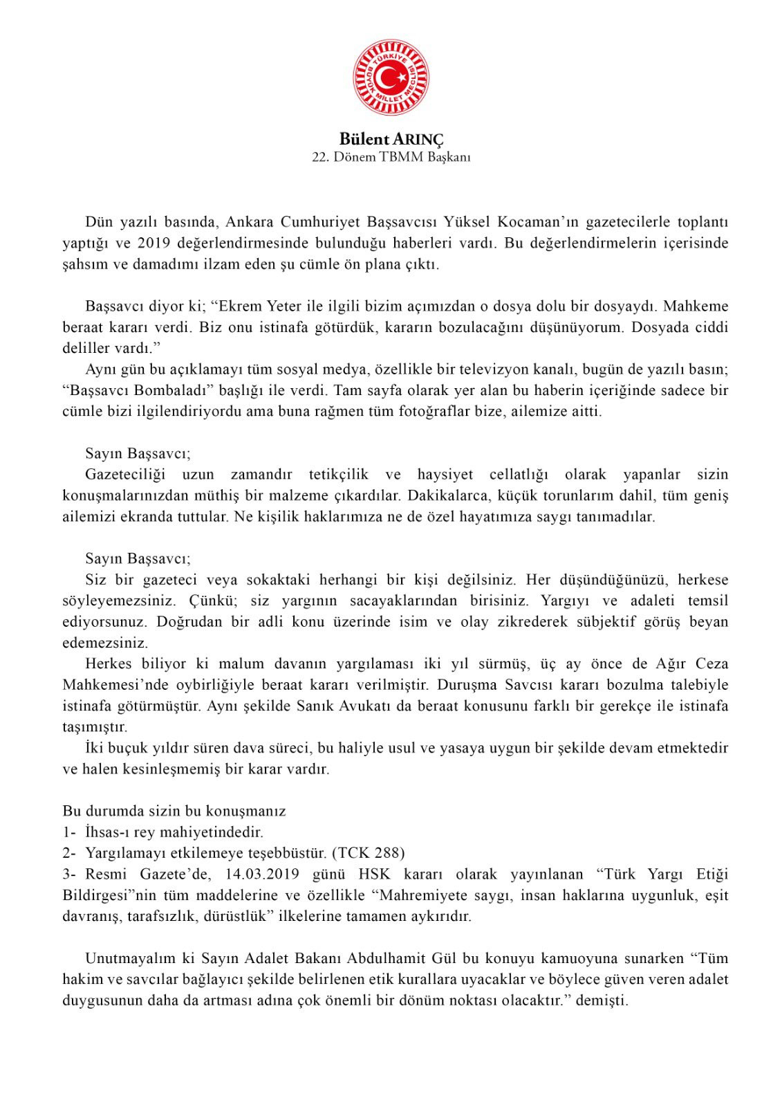 Arınç’tan Başsavcılığa gözdağı gibi damat yanıtı - Resim: 1