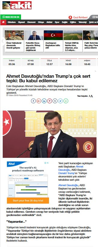 Akit Davutoğlu ile AKP'ye mesaj mı veriyor? - Resim: 1