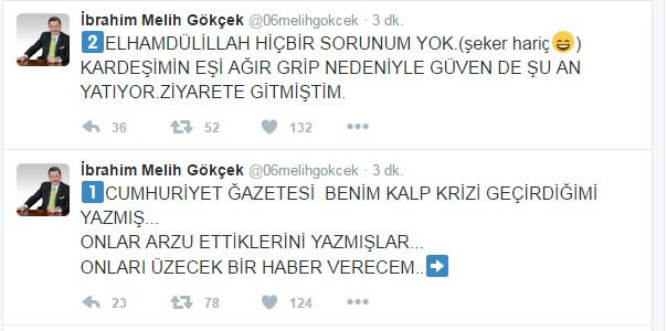 Melih Gökçek hastaneye mi kaldırıldı? Gökçek'ten açıklama - Resim: 1