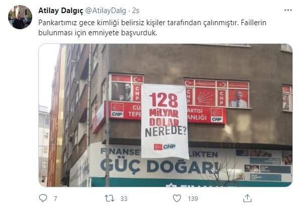 CHP'nin 128 Milyar Dolar Nerede Yazan Afişi Çalındı - Resim: 1