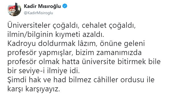 Kadir Mısıroğlu bile isyan etti: Üniversiteler çoğaldı cehalet çoğaldı - Resim: 1
