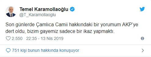 Karamollaoğlu'ndan Erdoğan'a Çamlıca Camisi yanıtı - Resim: 1