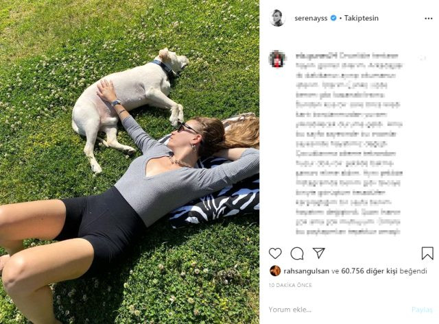Karantinada olan Serenay Sarıkaya, çimlere uzanarak poz verdi - Resim: 1