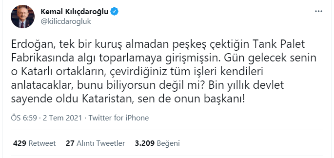 Kılıçdaroğlu'ndan Erdoğan'a: O Katarlı Ortakların, Çevirdiğiniz İşleri Kendileri Anlatacak - Resim: 1
