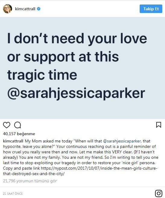 Abisi ölen Kim Cattrall, Sarah Jessica Parker'ı topa tuttu - Resim: 1