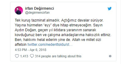 İrfan Değirmenci Aydın Doğan'la 1 yıl sonra böyle helalleşti - Resim: 1