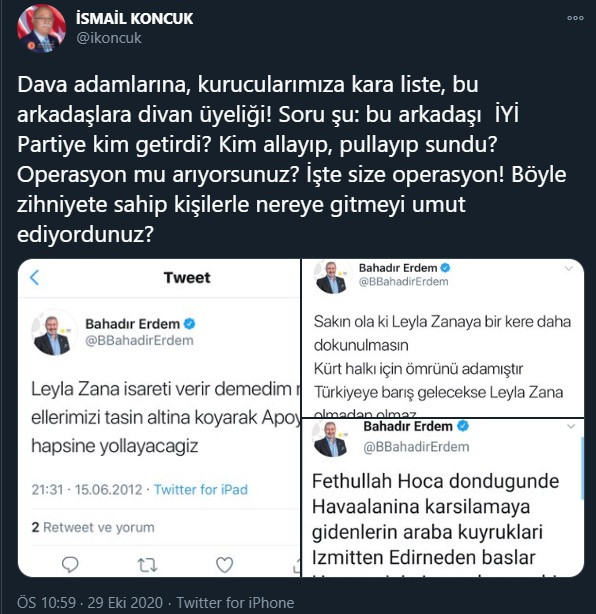 Bahadır Erdem'in Leyla Zana ve FETÖ mesajları İYİ Parti'yi sarstı - Resim: 1