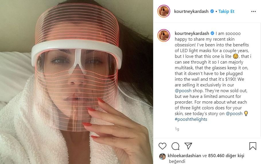Kourtney Kardashian 1300 TL’ye Led ışıklı maske satışına başladı - Resim: 1