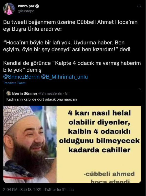 Cübbeli Ahmet'in Eşinden 4 Kadın Helal Olabilir Paylaşımına Sert Tepki - Resim: 2