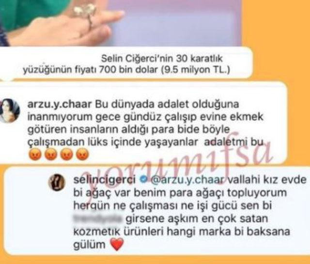 Selin Ciğerci'den Lüks Hayat Eleştirisi Yapan Takipcisine Sert Yanıt - Resim: 1