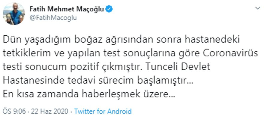 Komünist Başkan Fatih Mehmet Maçoğlu koronavirüse yakalandı - Resim: 1