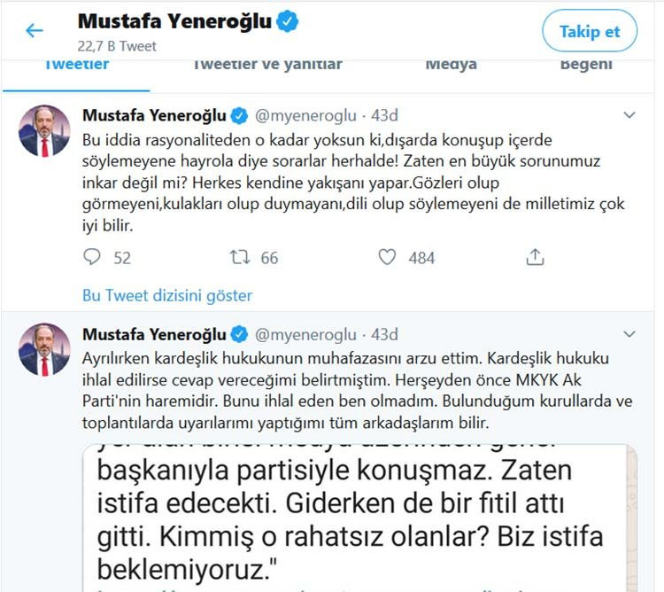AKP’de istifa kavgası büyüyor! Yeneroğlu’ndan Mahir Ünal’a yanıt - Resim: 1