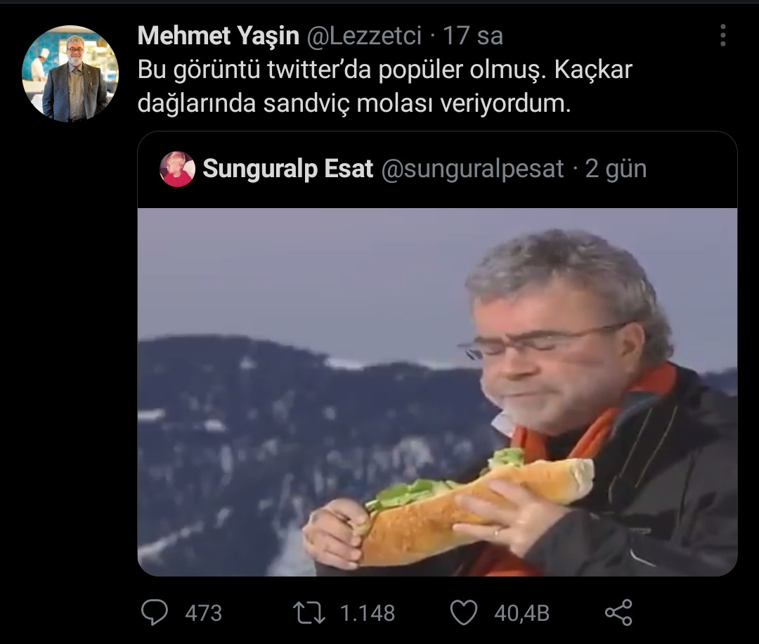 Gurme Mehmet Yaşin'in Sandviç Molası Twitter'da Gündem Oldu - Resim: 1