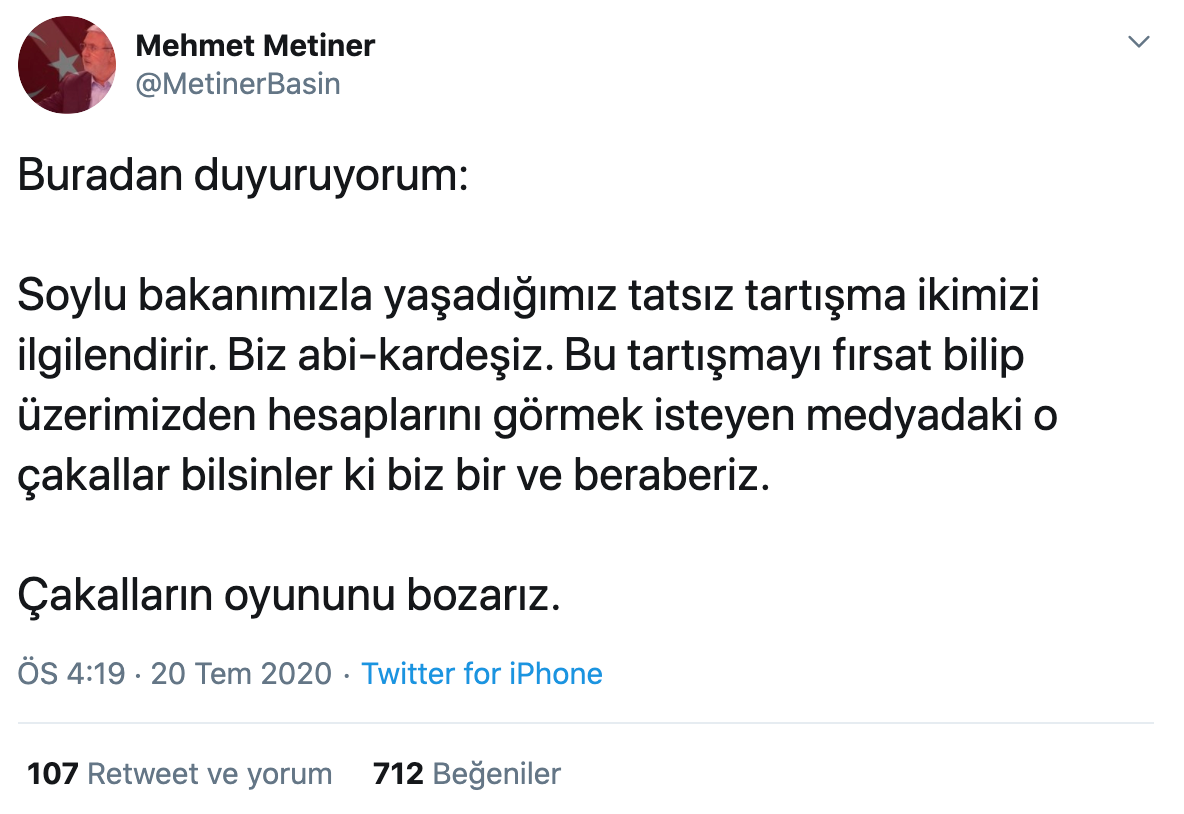 AKP'li Mehmet Metiner: Soylu ile abi kardeşiz - Resim: 1