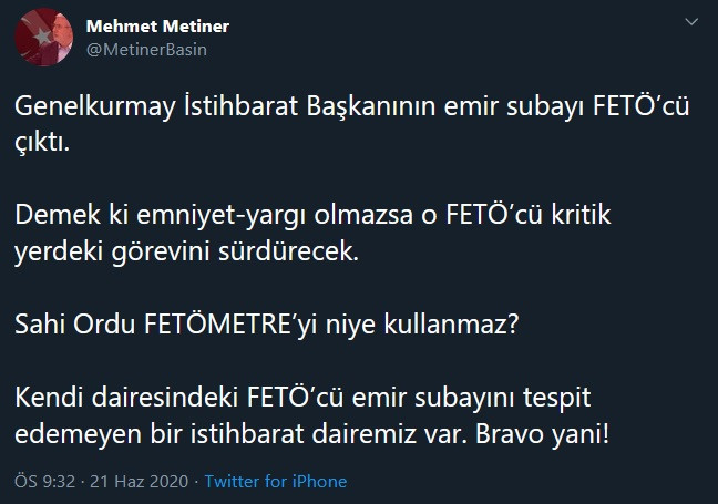 AKP'li Metiner’den Genelkurmay istihbaratına FETÖ tepkisi - Resim: 1