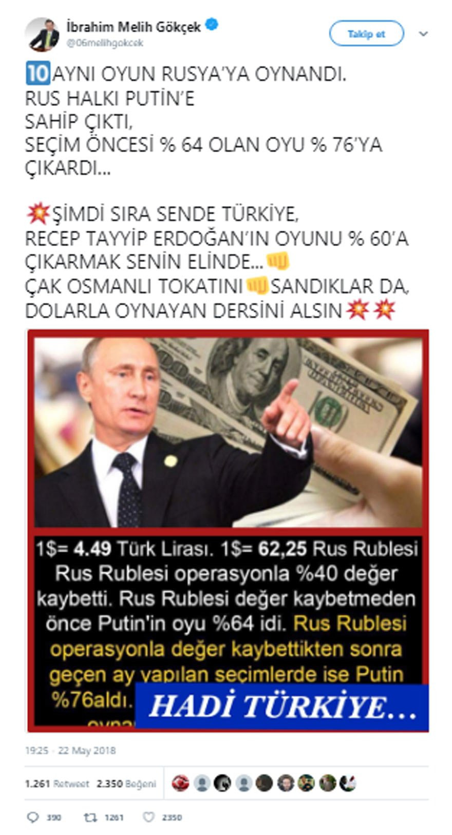 Melih Gökçek'in Ruble Dolar paylaşımı yalanmış - Resim: 1