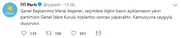 İYİ Parti'den açıklama! Meral Akşener ne zaman konuşacak? - Resim: 1