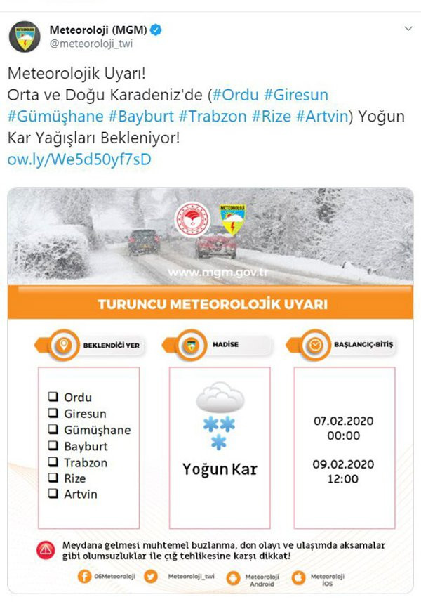 Meteoroloji’den 16 ilde yoğun kar ve çığ uyarısı!