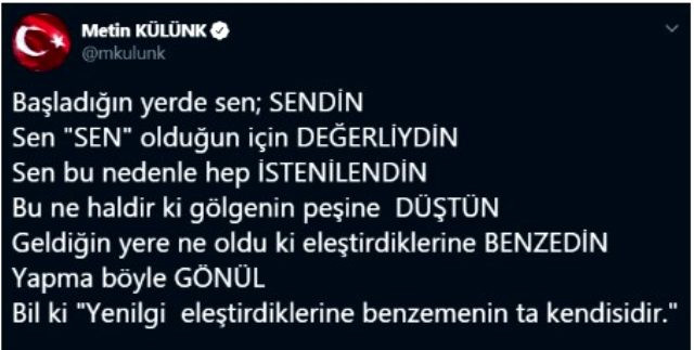 Metin Külünk'ten ilginç paylaşım: Geldiğin yere ne oldu ki eleştirdiklerine benzedin - Resim: 1