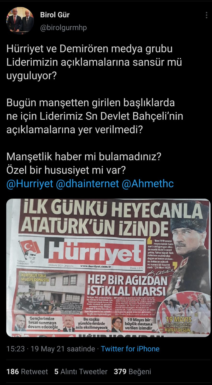 MHP'den Demirören'e Tepki: Bahçeli'ye Sansür mü Uygulanıyor? - Resim: 1