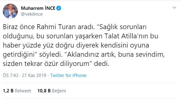 Rahmi Turan Muharrem İnce'yi telefonla aradı - Resim: 1