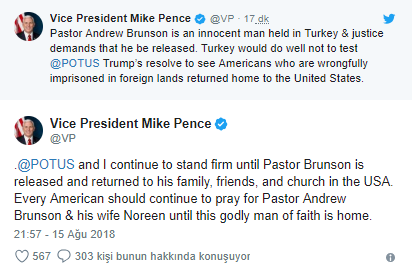 ABD Başkan Yardımcısı Pence’den küstah açıklama: Türkiye Trump’ın kararlılığını test etmesin - Resim: 1