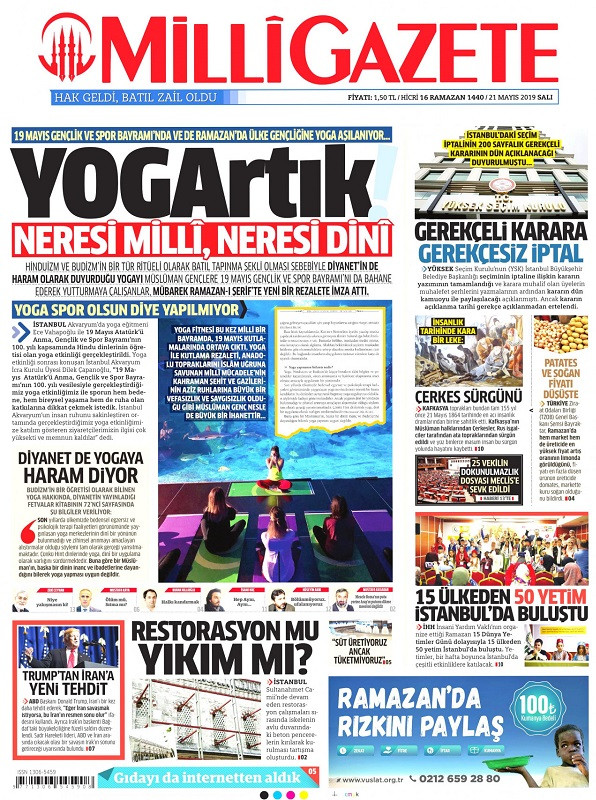 Akit'ten sonra Milli Gazete de yogaya savaş açtı - Resim: 1