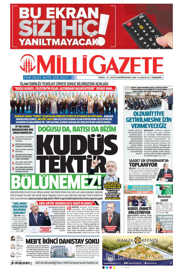 Milli Görüş Kudüs toplantısını böyle eleştirdi - Resim: 1