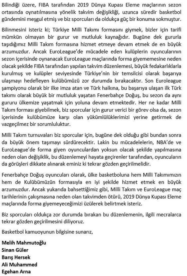 Fenerbahçe'den skandal karar: Milli Takımdan çekildiler - Resim: 1