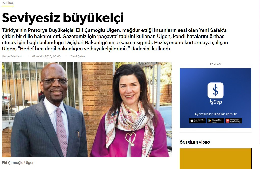 Yeni Şafak'ın Saldırdığı Güney Afrika Büyükelçisi Elif Çomoğlu Görevden Alındı - Resim: 2