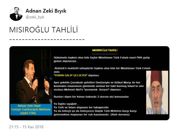 Müftüden Kadir Mısıroğlu'na: Ya ruh hastası, ya İngiliz uşağı ya da Türk ve İslam düşmanı takiyeci - Resim: 1